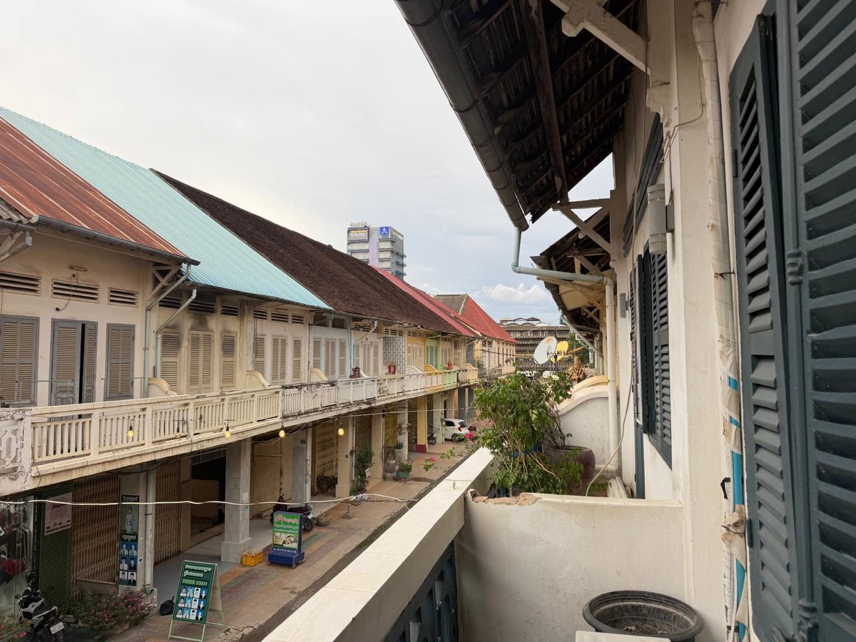 View from the balcony along the heritage shophouses of Street 2.5