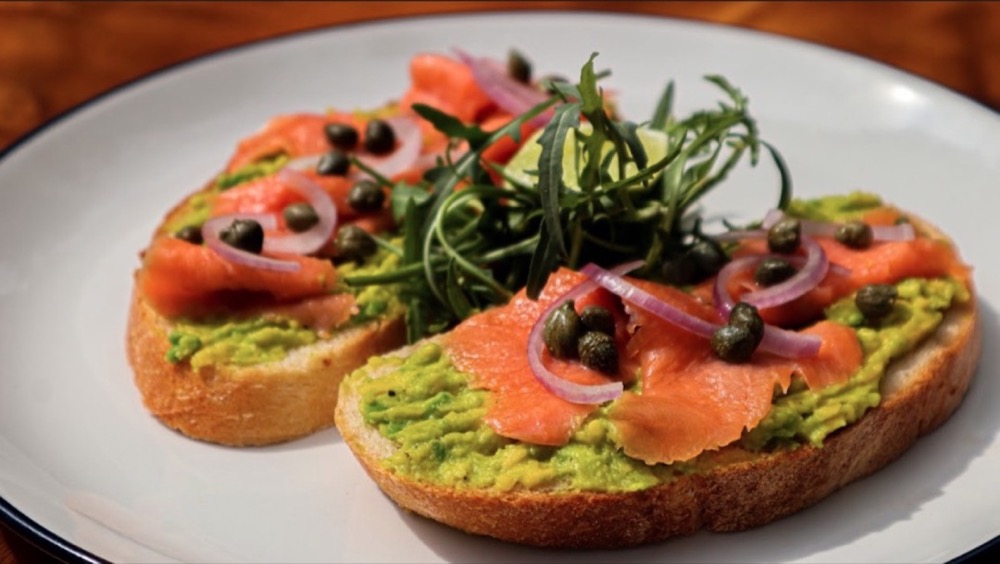 New Yorker avocado toast with smoked salmon