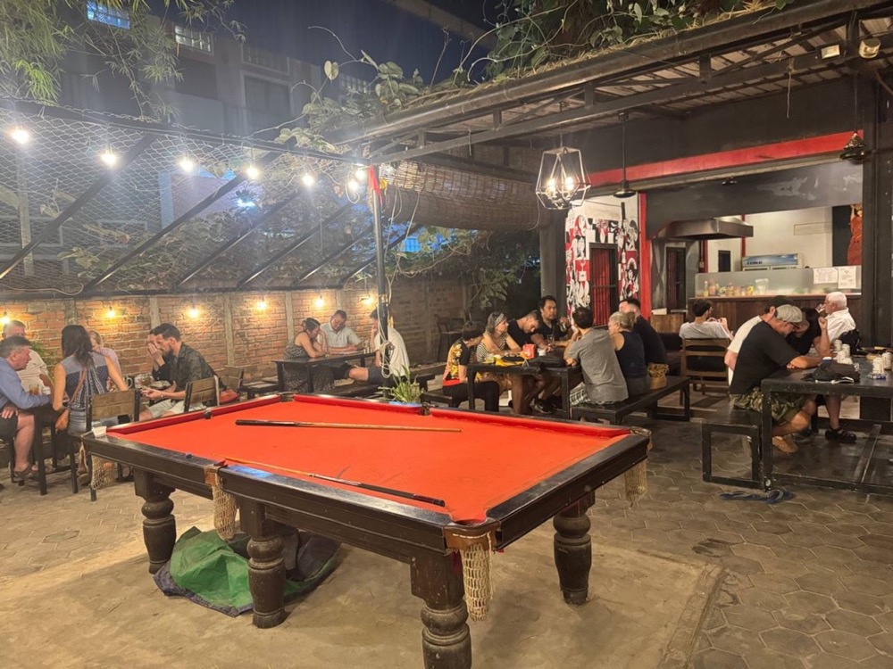 Pool table in the beer garden