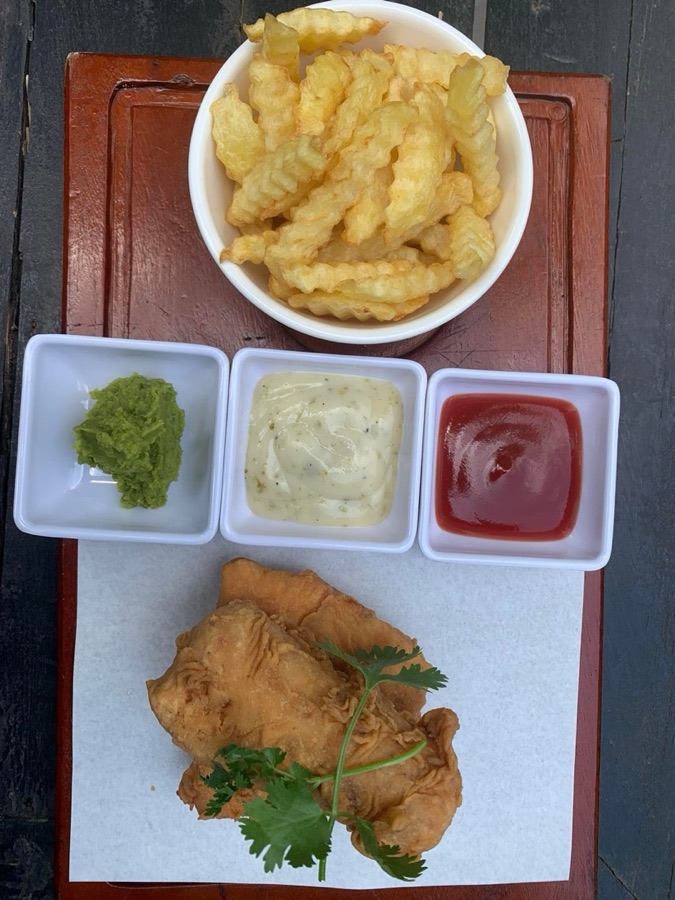 Fish & chips at Pomme Brewhouse, Siem Reap
