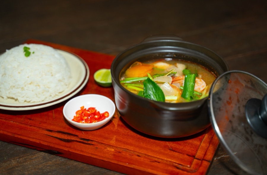Tom yam seafood at Pomme Brewhouse, Siem Reap